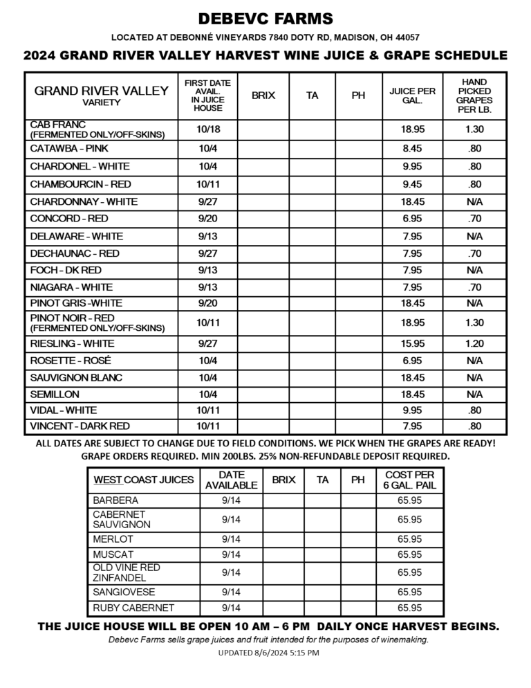 2024 Harvest Schedule 080624 2