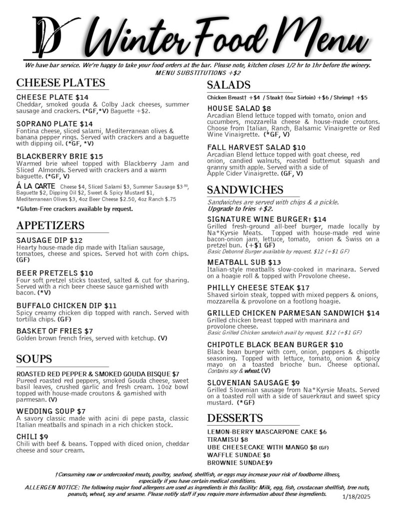 Winter Food Menu Pic 011825